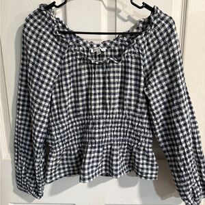 Madewell Navy Gingham Top